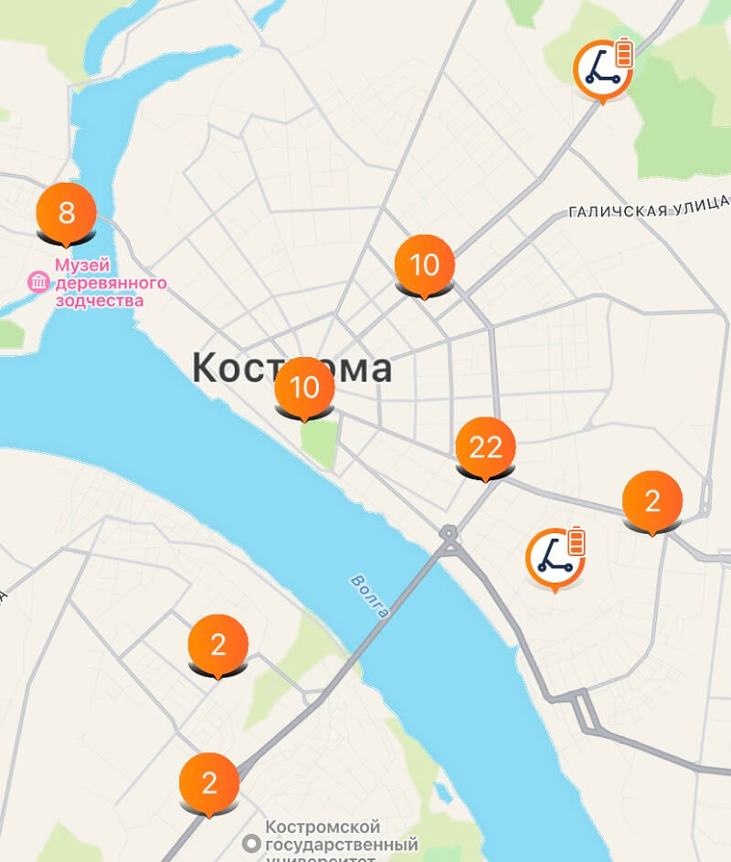 зона кикшеринг кострома